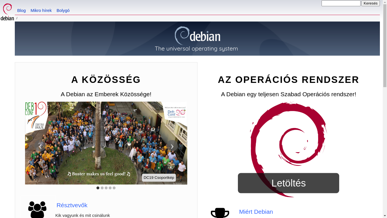 A Debian weboldala